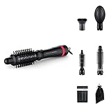 Rowenta x Karl Lagerfeld CF635L Express Style Warmluftbürste | 5-in-1 Stylingbürste | Keratin & Glow-Beschichtung | konstante 60°C | alle Haartypen | umfangreiches Zubehör | Schwarz
