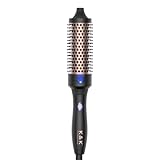 K&K Thermobürste Keratin Thermal Brush Protect Beheiztes Fass Heiße Haarbürste Ionisch Glatt Scheinen Volumen Kamm Lockenwickler Styling Tool Dual Spannung Heißluft Modellierer (schwarz, 38 mm)