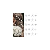 Mezrkuwr 20 Stück weiße kleine Blumen-Haarspangen, Mini-süße Strass-Metall-Haarnadeln für Frauen, Braut-Haarspangen für Mädchen, Hochzeit, Haarschmuck(4 Blumenmuster)