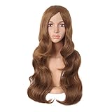 MapofBeauty 24 Zoll/60cm Charmante Kunststoff Faser Lange Wellige Perücke Frauen Party Volle Perücken (Hell Braun)