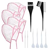 Bewudy 12 Stück Haare Färben Zubehör, Strähnchenhaube Einstellbar Färbung Hervorhebung Kappe Friseur Zubehör Highlight Haar Kappe Strähnenhaube Mit Löchern für Salon Heimgebrauch Haarfärbemitte (Pink)