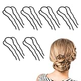 YUXIANLB 6 Stück Haarkämme, Metall Haargabel Clips 4 Zinken U-Form Haarstab Französische Haarnadeln für Dutts Hochsteckfrisuren Haarnadeln für Frauen Haarstyling Werkzeug Zubehör (Schwarz)