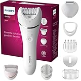 Philips Epilierer Series 8000, kabelloser Nass- und Trockenepilierer für Beine und Körper, Haarentfernungsgerät, mit 8 Zubehörteilen, Rasierer, Langhaarschneider und Körperpeeling-Gerät, (BRE735/00)
