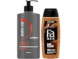 Syoss Shampoo Men Power (1x 440 ml) kräftigendes Herren Shampoo mit Koffein & Power-Boost für normales Haar & FA Duschgel (1x 250 ml) Men Dark Passion