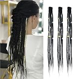 Dsoar Clip In Dreadlock Verlängerungen 20 Zoll 3PCS Handgefertigte 0.6cm Synthetische Dreads mit Clips Soft Crochet Loc Extensions(1#)