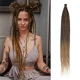 Dreadlock-Extensions 24-Zoll-Synthetische Hippie-Single-Ended-Dreads 10 Strähnen Ombre Brown 0,6 cm Breite Loc-Extensions Reggae Style Häkelhaar für Frauen (SE 10 Strands, 4/27)