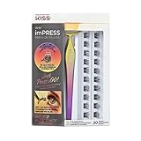KISS imPRESS Falsies Press On Lashes Selbstklebende Wimpern 1-Step, Natural Volume, Schwarz, Kein Kleber erforderlich, Wimpernverlängerung DIY, 20 Wimpernbüschel und Applikator – Natural