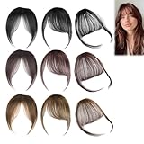 9 Stück Pony Haarteil, Clip In Pony, Fake Bangs, 3 Styles: Französischer-Pony, Airbangs und Seitenscheitel-Pony (Hellbraun + Dunkelbraun + Schwarz), Geeignet für Frauen
