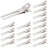 Gotetiso 50 Stück Haarspangen Frisur Doppel Zinken Pin Locken-Klammern 4,5 cm Silber Friseur Haarclips Locken Fixieren Abteilklammern Metall Alligator Clips Keine Spur Haarklammer Friseurbedarf DIY