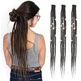 Dsoar Clip In Dreadlock Verlängerungen 20 Zoll 3PCS Handgefertigte 0.6cm Synthetische Dreads mit Clips Soft Crochet Loc Extensions(4#)