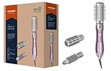 GRUNDIG HS 6220 Volumen- und Lockenstyler, 1100W, 3 Thermobürsten, Keramikbeschichtung mit Pink-Lotusöl, Überhitzungsschutz, geeignet für alle Haarlängen, Rosé/Silber