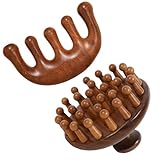 Scalp Massager, 2 Stück Kopf Massage Bürste aus Sandelholz, Kopfhautmassagegerät für trockene und nasse Haare, reduziert Schuppen und fördert das Haarwachstum