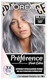 L'Oréal Paris Intensive dauerhafte Haarfarbe, Bis zu 8 Wochen glänzendes Haar und intensive Farbe, Préférence Vivid Colors, Farbe: 10.112 SILVER GREY, 1 Stück
