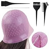Scettar Silikon Highlight Kappe, Strähnchenhaube Haare Färben Hervorhebung Silikon Strähnchenhaube Set Stränchen Haube mit Pinseln und Nadel für Frauen und Mädchen Bläst