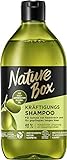 Nature Box Shampoo Kräftigung (385 ml), Shampoo für lange Haare mit Oliven-Öl schützt vor Haarbruch und verleiht gepflegtes Haar, Flasche aus 100 % Social Plastic