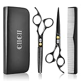CIICII Friseurschere, Haarschneideschere Profi Set (6,7 Zoll Haarschere & Effilierschere) Haar Bart Trimmen Formung Pflege für Männer Frauen Haustiere Familie Friseursalon (Schwarze)