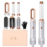 UKLISS Haarstyler 6 in 1, Warmluftbürste Set mit Rundbürstenföhn Airflow Lockenstab Automatisch Thermal Brush Föhn Rundbürste Airstyler für Haare Glätten, Trocknen, Volumen, Locken (Weiß)