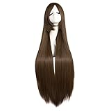 MapofBeauty 39'/100cm Modische Frauen lange glatte Haare Perücke (Braun)