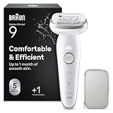 Braun Silk-épil 9 Epilierer Damen, Haarentferner mit Schwenkbarem Kopf, Langanhaltende Haarentfernung, Seidig-Glatte Haut, Wet und Dry, Wasserdicht — Inkl. Etui, Made in Germany — 9-011, Weiß/Silber
