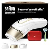 Braun IPL Geräte Haarentfernung Silk·expert Pro 5 — Dauerhaft und Schmerzfrei Haarentfernung für Zuhause — Inkl. Etui, Gillette Venus Rasierer, 3 Aufsätze, Designed in Germany — PL5262, Weiß/Gold