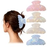Gkhlg 4 Stück Haarklammer Groß vielfältige Farben Haar Klammer für alle Haartypen geeignet Claw Clip Frauen aller Altersgruppen zum täglichen Gebrauch Partys (Weiß + Gelb + Rosa + Blau)