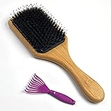 Firschoie Haarbürste, Paddelbürste mit Borsten mit Reinigungskamm, Antistatisch, Massagehaar, Förderung der Durchblutung Zum Kämmen und Finishen der Haare, zur Verbesserung der Haarqualität