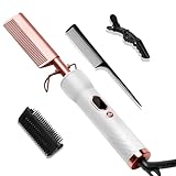 UKLISS Glätteisen Glättbürste, Hot Comb Elektrischer Heißkamm für Afro Haare & Perücken & Bart, Haarglätter Bürste mit LCD 120-230℃, Keratin Haarglättung Glättungsbürste, Dual Spannung Haarbürste