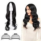 Perücke Schwarz Lang Perrücke Frauen Schwarze Perücke Damen Lang Perücken mit Haarnetz Black Wig Cosplay Perücke für Tägliche Karneval und Partys