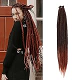 Dreadlock Extensions 24 Inch Synthetic Hippie Single Ended Dreads 20 Strands Ombre Brown 0.6 cm Width Loc Extensions Reggae Style Crochet Hair for Women (1B/350, SE 20 Stands)