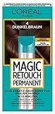 L'Oréal Paris Ansatz-Abdeckung zum Kaschieren grauer Haare, Langanhaltender Haar Concealer, Magic Retouch Permanent, Nr. 4 Dunkelbraun, 1 Stück