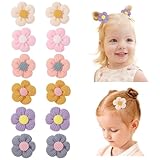 12 Stück Baby Haarspangen 1,77 Zoll Baby Blumen Haarspange Niedliche Rutschfeste Haar Snap Barrettes Dicke Dünne Haarschmuck Kinder Mädchen Blumen für Kleinkind Kinder Kleines Mädchen Lichtfarbe