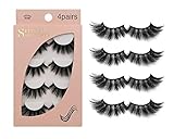 Falsche Wimpern 4 Paare, 3D Künstliche Wimpern Set, Wiederverwendbare natürliche Wimpern (G106)