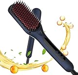 Ionische Glättbürste Glättungsbürste für Frauen Männer, Anti-Verbrühung Haarglätter Bürste, 30S schnelle Heizung, 16 einstellbare Temperaturen, Negativ-Ionen Haarglättungskamm für kräuselfreies Haar