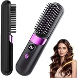 Glättbürste Kabellos, Haarbürste Elektrisch Stylingbürste für Kurze Langes Haare Damen, Haarglätter Bürste Tragbare mit 4 Wärmestufen, Hair Straightener für Reisen Täglichen Gebrauch
