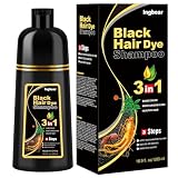 Schwarzes Haarfärbeshampoo für Graues Haar, Sofort Haarfarben Shampoo für Männer und Frauen, Black Hair Dye Shampoo 3 in 1,Hair Color, 500ml