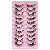 NPFVKSA Fake Lashes 10 Paar 3D NatüRliche Falsche Wimpern KüNstliche Wimpern Cat Eye Lashes Wimpern Extensions Schlanke Dicke Und Weiche Wimpern (W55)