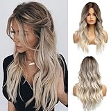 Esmee Lange Lockige Ombre Braun zu Blond Perücken für Frauen Synthetisches Haar Hitzebeständig Ombre Perücke für Tägliche Party Cosplay Verwendung