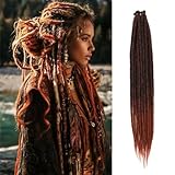 Dreadlock Extensions 24 Inch Synthetic Hippie Single Ended Dreads 10 Strands Ginger 0.6 cm Width Loc Extensions Reggae Style Crochet Hair for Women(1B/350, SE 10 Strands)