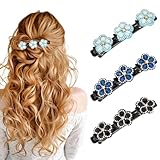 Zouwel Haarschmuck, 3Stück Funkelnde, Geflochtene Haarspangen Mit Kristallsteinen, Elegant Haarklammern Doppellagige Haarspange, Funkelnd Geschenke Für Frauen