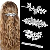 4 Stück Haarschmuck Braut Set Strass Haarspange Hochzeit Glitzer Braut Haarspangen Damen Silber Schmuck Haare Funkelnde Kristall Haar Accessoires Brautjungfer Für Frauen Mädchen Party