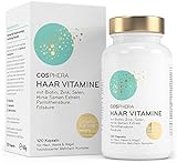 Cosphera Haar-Vitamine - Hochdosiert mit Biotin, Selen, Zink, Folsäure, Hirse Samen Extrakt - 120 vegane Kapseln im 2 Monatsvorrat - Haarkapseln für Männer und Frauen
