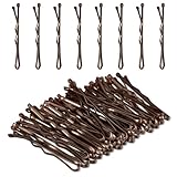 Amabro 50 Stück Mini Haarnadeln Klein, 3,5cm Bobby Pins, Haarklammer Klein Kleine Gewellte Haarnadel Haarspange aus Metall Haarklammern für Frauen Mädchen Kinder Dutts Langes Glattes Haar (Braun)