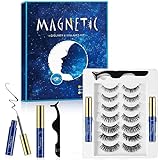 Magnet Wimpern mit Eyeliner,Künstliche, Magnetisch Wasserfest, 3D Magnetwimpernset, Magnetic Lashes, Weiche Falsche, Natürliche Wimpern Set (7 Stile)