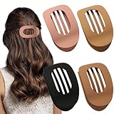 Yeomju 4 Stück Braun Matt Flache Haarklammern Set,Flat Claw Clip für Damen, Runde Lay Down Haarklammer für Dickes und dünnes Haar, Bequeme, Gebogene Flache Clips