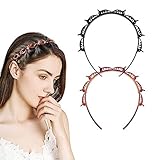 TYOREW Doppelter Pony-Frisuren-Haarnadel, 2 Stück Haarnadel-Stirnbänder, Twist-and-Clip-Stirnband/koreanisches geflochtenes Stirnband/Haarnadel-Haarband/DIY-Haarband rutschfest/doppellagiges Twist-Zop