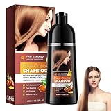 Haarfarbe Braun Hair Dye Shampoo 400ml,Kastanienbraun Haarfärbeshampoo mit Natürlichen Inhaltsstoffen,Für Männer & Frauen,Grauabdeckung,Haarpflege Shampoo Färben & Pflegen