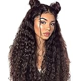 Water Wave Lace Wig Human Hair 13x4 Front Lace Unverarbeitet Jungfrau Remy Echte Haare Perücke Lace Front Wig Naturschwarz mit Baby Hair Lange 28 zoll(71.12cm) NIUDINNG Human Hair