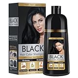 Schwarzes Haarfärbeshampoo für Graues Haar, Sofort Haarfarben Shampoo für Männer und Frauen, Black Hair Dye Shampoo 3 in 1, 500ml