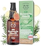 BIONOBLE Rosmarinöl Haare Bio - Fördert Haarwachstum, Verlangsamt Haarausfall, Kopfhaut Öl - Hair Oil mit Rosmarin Öl und Rizinusöl - Rosemary Oil for Hair Growth - Glasflasche, Pipette, Pumpe - 50ml