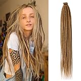 Dreadlocks Extensions 24-Zoll-Synthetische Hippie-Single-Ended-Dreads 20 Strähnen Linght Brown 0,6 cm Breite Loc-Extensions Reggae Style Häkelhaar für Frauen (27)